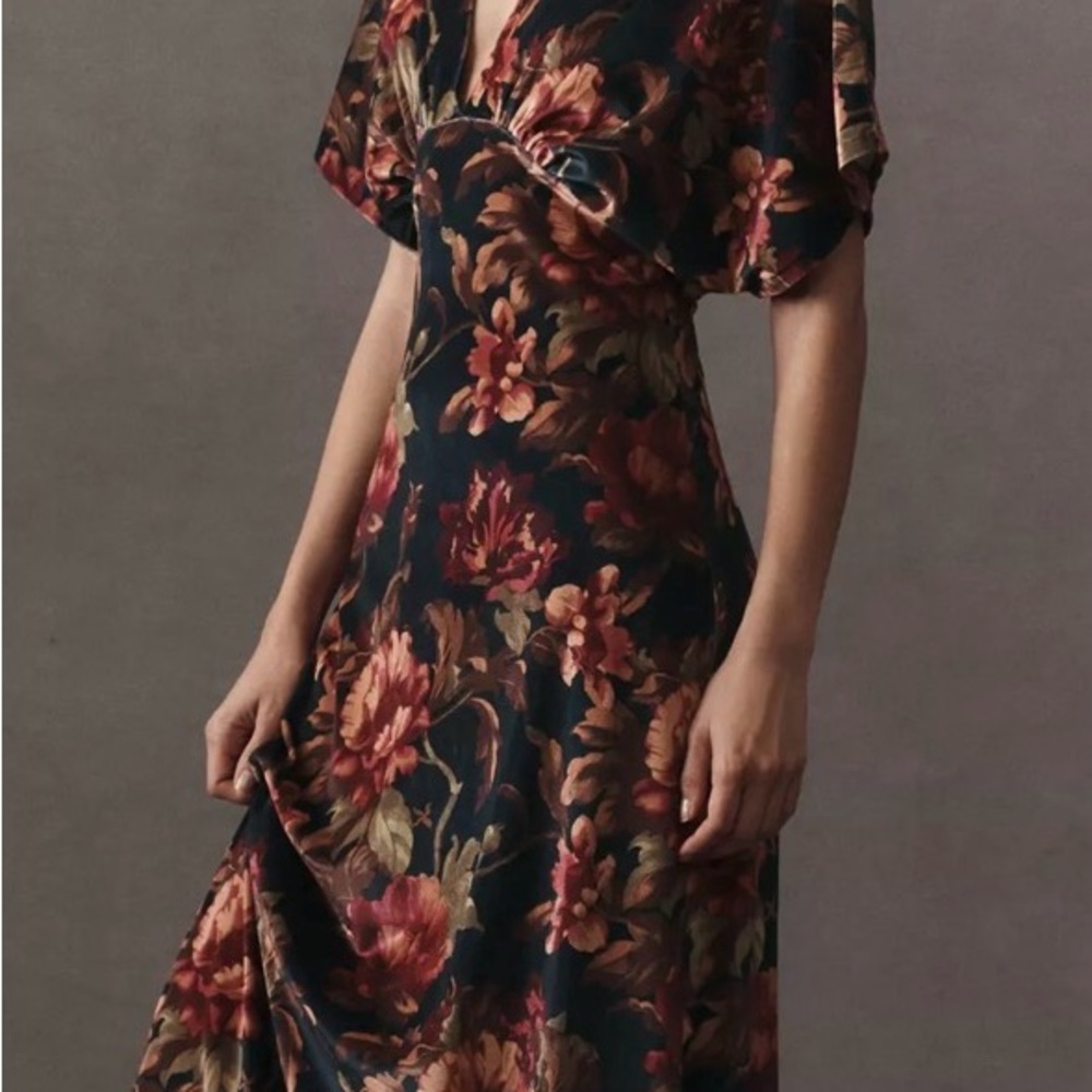 BHLDN by Anthropologie Amelia Deep-V Stretch Velvet Maxi Dress NEW with tags